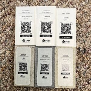 Swanstone Solid Surface Sample Set - White, Gray, Beige